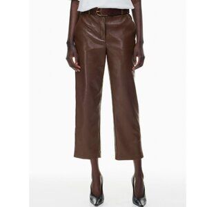 Aritzia Babaton Command Mid Rise Vegan Leather Pant In Coffee Bean Size 4